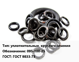 Кольцо РТИ уплотнительные, круглого сечения 095-100-25 ГОСТ: ГОСТ 9833-73, шт цена от 44.64 ₼ / шт, где купить, условия доставки в Баку и Бакинская области